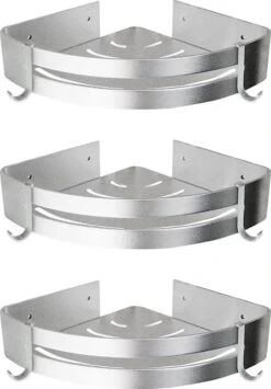 BrandtBergkamp RVS Doucherek 3 Laags – Zonder Boren – Doucherek Hangend – Badkamerrek Zilver