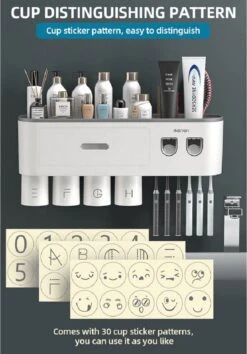 LuxeBass Tandenborstel Organizer | Tandenborstelhouder | Automatisch Tandpasta Dispenser | Met Lade En Opbergvak Voor Badkamer - LB544 -Badkamerartikelen Winkel 837x1200 2