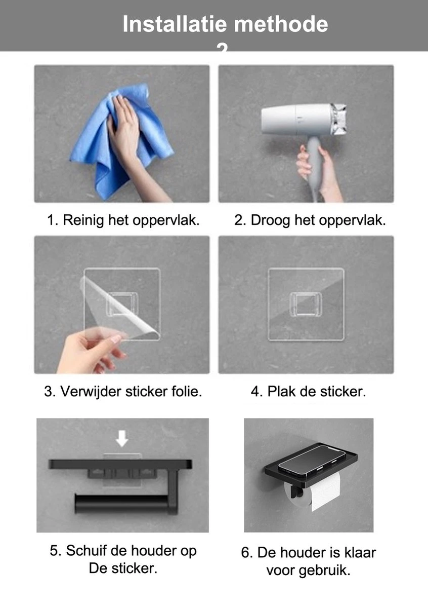 SaniRay Toiletrolhouder Met Telefoonhouder - Toiletrolhouder Met Planchet Voor Telefoon - Kunststof - WC Rolhouder Met Plankje Voor Telefoon. 7 SaniRay Toiletrolhouder Met Telefoonhouder - Toiletrolhouder Met Planchet Voor Telefoon - Kunststof - WC Rolhouder Met Plankje Voor Telefoon. - Afbeelding 5