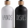 MAESON Glazen Zeepdispener Set Voor Handzeep En Afwasmiddel – Zeeppompje Keuken – Keukenaccesoires - Zwart/Wit -Badkamerartikelen Winkel 855x1200 4