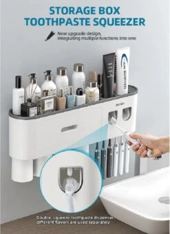 LuxeBass Tandenborstel Organizer | Tandenborstelhouder | Automatisch Tandpasta Dispenser | Met Lade En Opbergvak Voor Badkamer - LB544 -Badkamerartikelen Winkel 874x1200 1