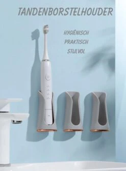 Happy Goodz Houder - Elektrische Tandenborstelhouder - GRIJS 1 Stuk - Flexibele Siliconen - Hangend Aan De Muur Zonder Boren - Geschikt Voor Oral-b & Philips Sonicare - Toothbrush Holder