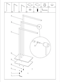 Sealskin Tube - Handdoekrek 3-armig Vrijstaand - Zwart -Badkamerartikelen Winkel 888x1200