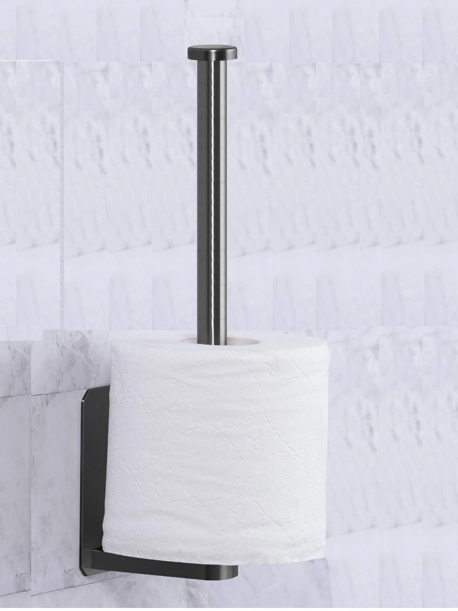 Wc Rolhouder Zonder Boren Toiletrolhouder Reserverolhouder 3 Rollen - Zwart - Badkamer Accessoires - RVS - Hangend 4 Wc Rolhouder Zonder Boren Toiletrolhouder Reserverolhouder 3 Rollen - Zwart - Badkamer Accessoires - RVS - Hangend - Afbeelding 2