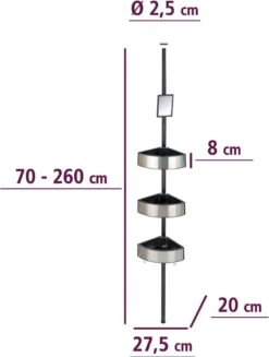 WENKO Telescopisch Doucherek Big Black 3-laags Met Spiegel Zilver/zwart - Bevestigen Zonder Boren -Badkamerartikelen Winkel 906x1200 1