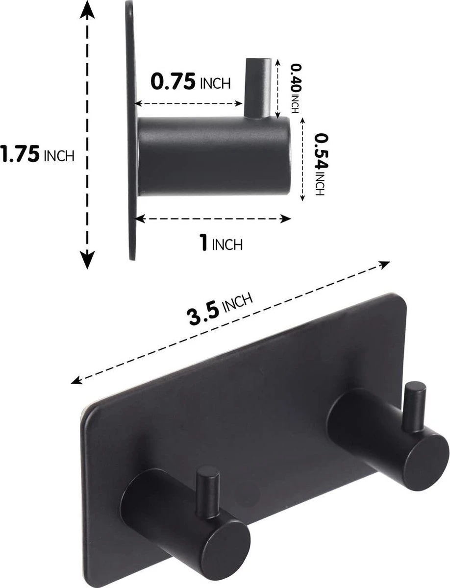 BOTC Handdoekhouder RVS - Handdoekhaakjes 2 In 1 RVS Zelfklevend - Rechthoekig Handdoek Haakjes - Handdoekhaak - Zwart 9 BOTC Handdoekhouder RVS - Handdoekhaakjes 2 In 1 RVS Zelfklevend - Rechthoekig Handdoek Haakjes - Handdoekhaak - Zwart - Afbeelding 7