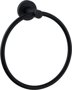 Merkloos Handdoekring Zwart - Handdoekrek Zwart - Badkamer Accessoires - Eenvoudig Te Monteren -Badkamerartikelen Winkel 956x1200