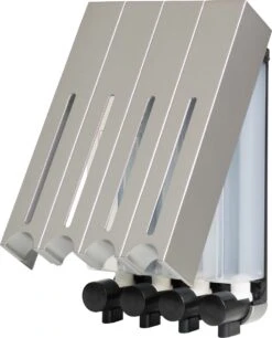 Aquathof, Zeepdispenser, RVS Kleur, 4 Kamer, 4 Reservoirs, 4x500ml, Hangend - Wandmontage -Badkamerartikelen Winkel 970x1200 2