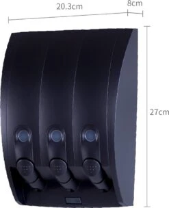 Aquathof, Zeepdispenser, Mat Zwart, 3 Kamer, 3 Reservoirs, 3x350ml, Hangend, Wandmontage -Badkamerartikelen Winkel 975x1200 2