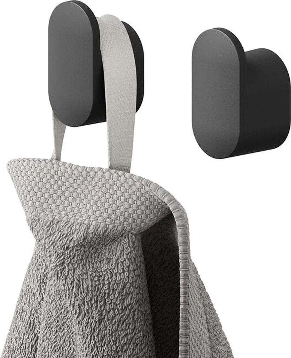 Tiger Carv - Handdoekhaak Klein (2 Stuks) - 1,6 X 1,4 X 2,5 Cm - Zwart 3 Tiger Carv - Handdoekhaak Klein (2 Stuks) - 1,6 X 1,4 X 2,5 Cm - Zwart