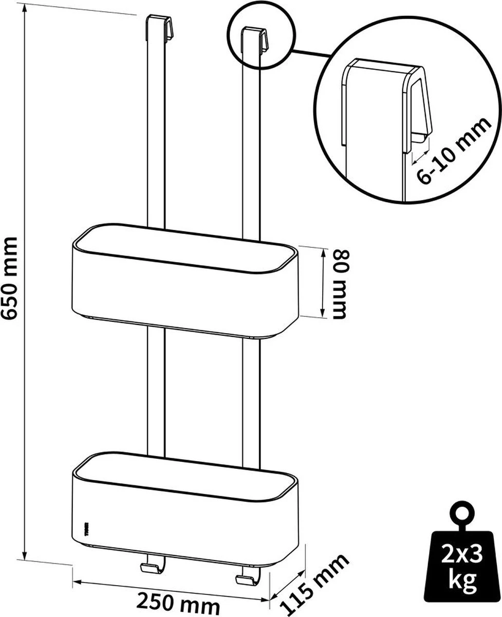 Tiger 2-Store - Ophangbaar Doucherek 25 Cm - Zwart 7 Tiger 2-Store - Ophangbaar Doucherek 25 Cm - Zwart - Afbeelding 5