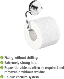 WENKO Vacuum-Loc Toiletrolhouder Milazzo Chroom - WC Rolhouder - Bevestigen Zonder Boren -Badkamerartikelen Winkel 986x1200