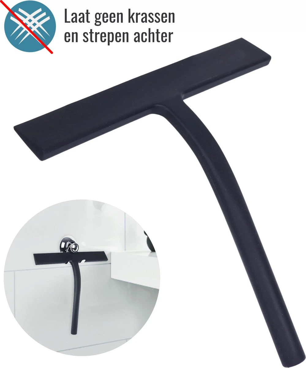 Mmoods Douchewisser Zwart - Douche Trekker Met Zuignap - Vloerwisser Badkamer - Vloertrekker RVS 3 Mmoods Douchewisser Zwart - Douche Trekker Met Zuignap - Vloerwisser Badkamer - Vloertrekker RVS